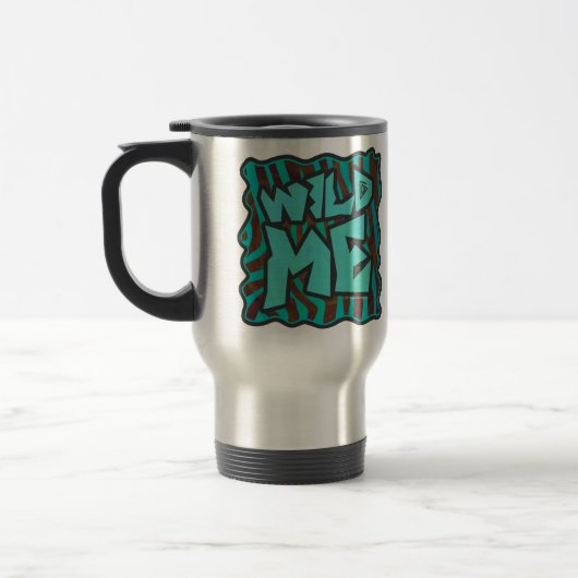 Zebra bruin en Blauwgroen "Wild Me Design" Reisbeker (Links)