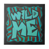 Zebra bruin en Blauwgroen "Wild Me Design" Tegeltje (Voorkant)