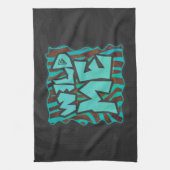 Zebra bruin en Blauwgroen "Wild Me Design" Theedoek (Verticaal)