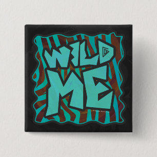 Zebra bruin en Blauwgroen "Wild Me Design" Vierkante Button 5,1 Cm