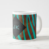 Zebra Bruin en Teal met Monogram Grote Koffiekop (Voorkant rechts)