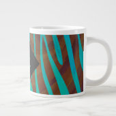 Zebra Bruin en Teal met Monogram Grote Koffiekop (Rechts)