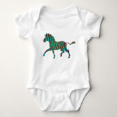 Zebra bruine en Blauwgroen shirten Romper (Voorkant)