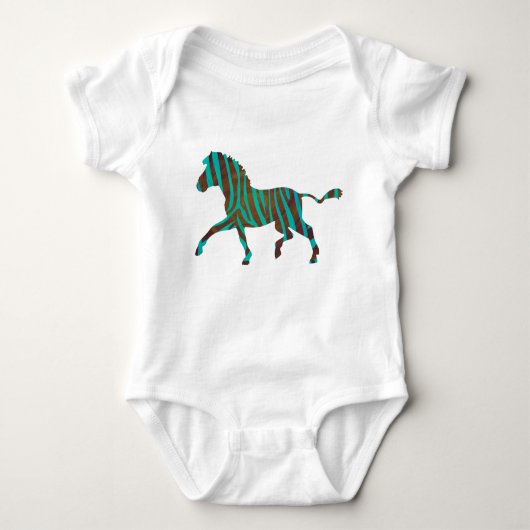Zebra bruine en Blauwgroen shirten Romper (Voorkant)