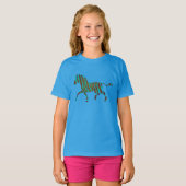 Zebra bruine en Blauwgroen shirten T-shirt (Voorkant volledig)