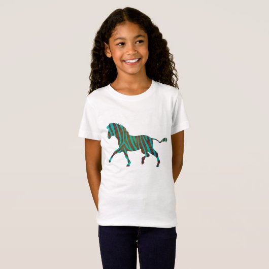 Zebra bruine en Blauwgroen shirten T-shirt (Voorkant volledig)