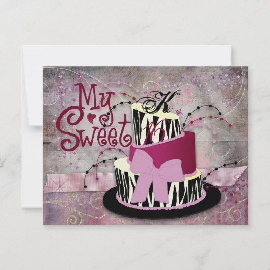 Zebra Cake Sweet 16 Kaart (Voorkant)