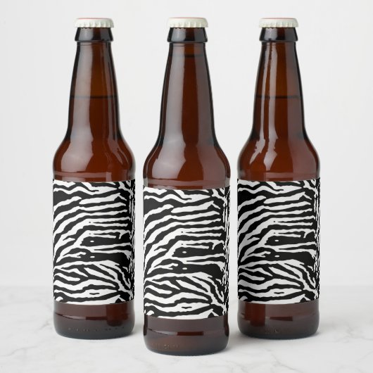 Zebra Camouflage Black en White Artistic Pattern Bier Etiket (Flessen)