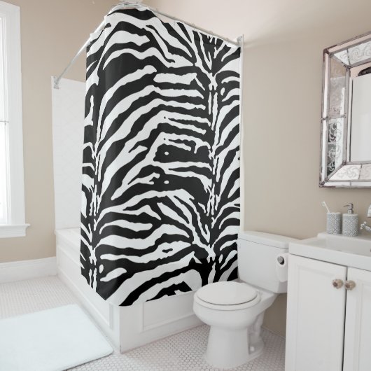 Zebra Camouflage Black en White Artistic Pattern Douchegordijn (In situ)