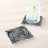 Zebra Camouflage Black en White Artistic Pattern Glazen Onderzetter (Schuin)