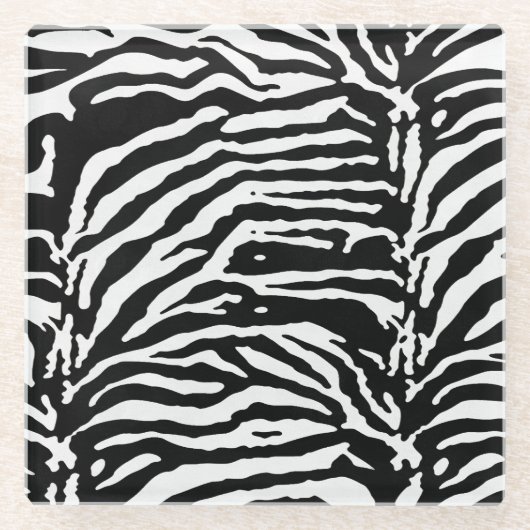 Zebra Camouflage Black en White Artistic Pattern Glazen Onderzetter (Voorkant)