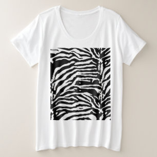 Zebra Camouflage Black en White Artistic Pattern Grote Maat T-shirt