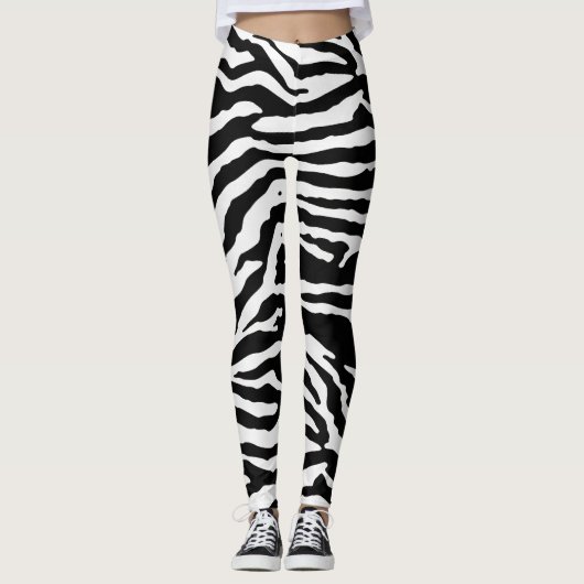 Zebra Camouflage Black en White Artistic Pattern Leggings (Voorkant)