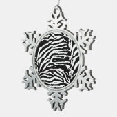 Zebra Camouflage Black en White Artistic Pattern Tin Sneeuwvlok Ornament (Rechts)