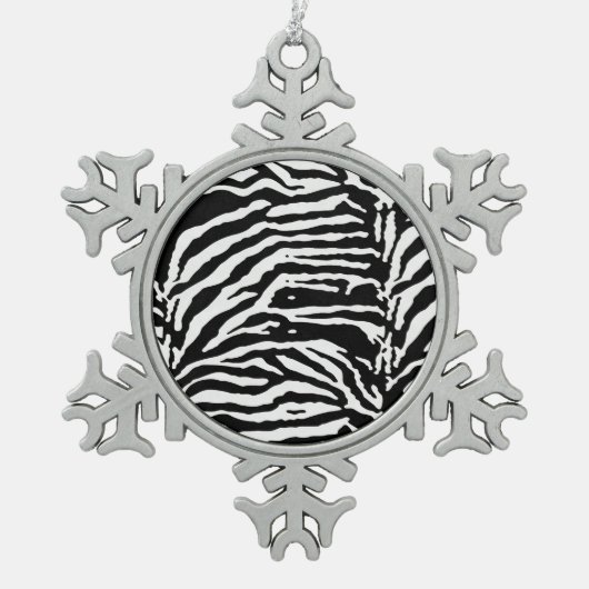 Zebra Camouflage Black en White Artistic Pattern Tin Sneeuwvlok Ornament (Voorkant)