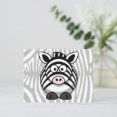 Zebra Cartoon met strepen Briefkaart (Staand voorkant)