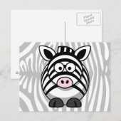 Zebra Cartoon met strepen Briefkaart (Voorkant / Achterkant)