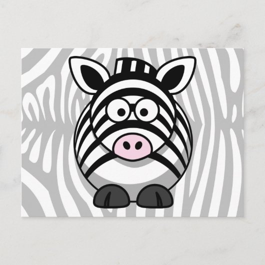 Zebra Cartoon met strepen Briefkaart (Voorkant)