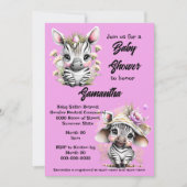 Zebra cartoon schattig oerwoud safari meisjes glit kaart (Voorkant)