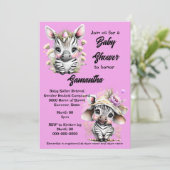 Zebra cartoon schattig oerwoud safari meisjes glit kaart (Staand voorkant)