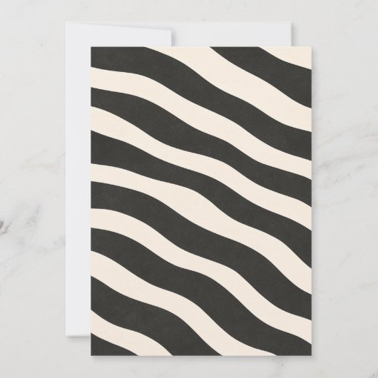 Zebra Cartoon Textured Stripes Pattern – Black & C Kaart (Achterkant)