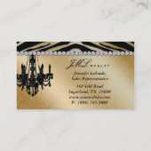 Zebra Chandelier Jewelry Black Gold Visitekaartje (Achterkant)