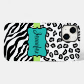 Zebra Cheetah Leopard Skin Black Witte Blauwgroen  Case-Mate iPhone Case (Achterkant (horizontaal))