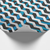 Zebra Chevron Black en Blue Cadeaupapier (Hoek)