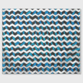 Zebra Chevron Black en Blue Cadeaupapier (Vlak)