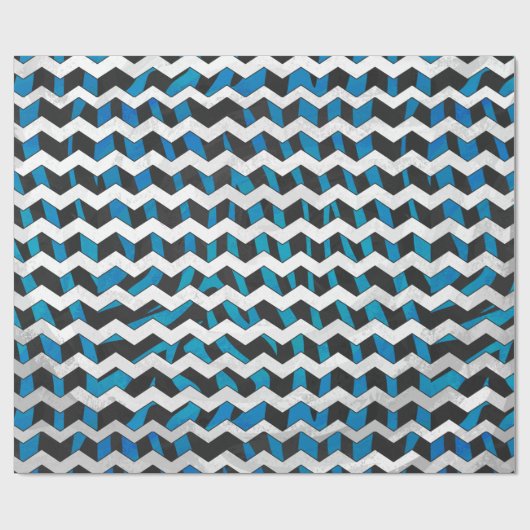 Zebra Chevron Black en Blue Cadeaupapier (Vlak)
