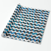 Zebra Chevron Black en Blue Cadeaupapier (Uitgerold)