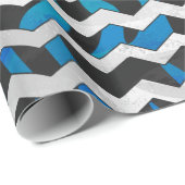 Zebra Chevron Black en Blue Cadeaupapier (Rol Hoek)