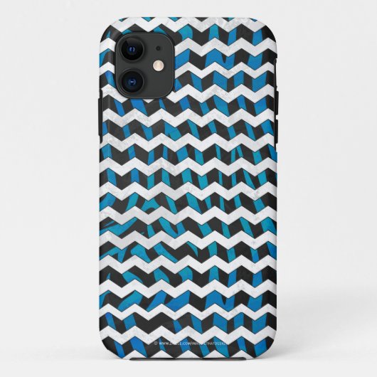 Zebra Chevron Black en Blue Case-Mate iPhone Case (Achterkant)