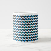 Zebra Chevron Black en Blue Grote Koffiekop (Voorkant)