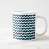 Zebra Chevron Black en Blue Grote Koffiekop (Rechts)