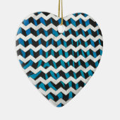 Zebra Chevron Black en Blue Keramisch Ornament (Rechts)