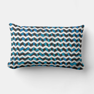 Zebra Chevron Black en Blue Kussen