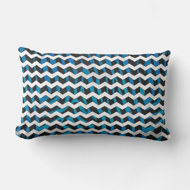 Zebra Chevron Black en Blue Kussen (Voorkant)
