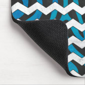 Zebra Chevron Black en Blue Muismat (Hoek)