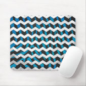 Zebra Chevron Black en Blue Muismat (Met muis)