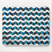 Zebra Chevron Black en Blue Muismat (Voorkant)