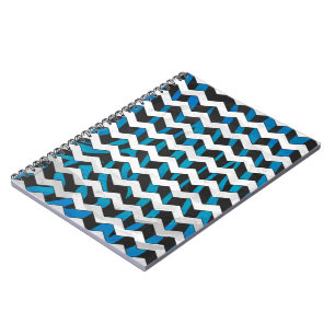 Zebra Chevron Black en Blue Notitieboek