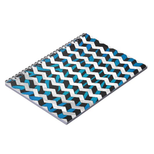 Zebra Chevron Black en Blue Notitieboek (Linkerzijde)