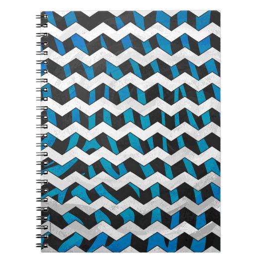 Zebra Chevron Black en Blue Notitieboek (Voorkant)