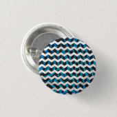 Zebra Chevron Black en Blue Ronde Button 3,2 Cm (Voorkant /achterkant)