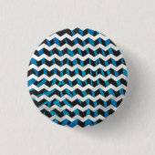 Zebra Chevron Black en Blue Ronde Button 3,2 Cm (Voorkant)