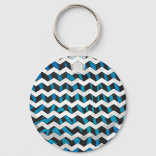 Zebra Chevron Black en Blue Sleutelhanger