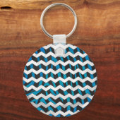 Zebra Chevron Black en Blue Sleutelhanger (Voorkant)