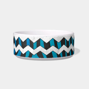 Zebra Chevron Black en Blue Voerbakje