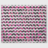 Zebra Chevron Black en Hot Pink Cadeaupapier (Vlak)